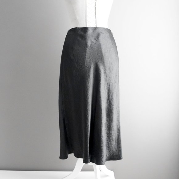 Aritzia Babaton Black Satin Slip Midi Skirt Size 12 - Picture 14 of 16